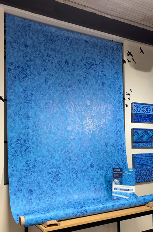 Large baia vinyl roll handing in the design show case room